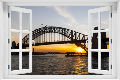 Fototapeta Naklejka Na Ścianę Okno 3D - A spectacular sunset at Sydney Harbour bridge