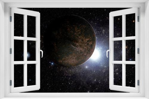 Fototapeta Naklejka Na Ścianę Okno 3D - Alien Planet over star in space
