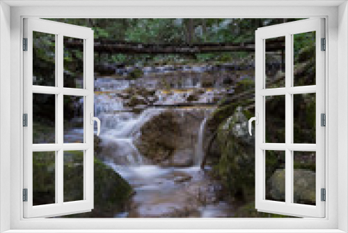 Fototapeta Naklejka Na Ścianę Okno 3D - Waterfall with bridge in the Natural reservation Cheile Nerei, Romania