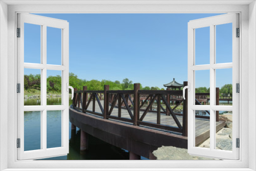 Fototapeta Naklejka Na Ścianę Okno 3D -  Old chinese classical corridor and architecture at the Summer Palace