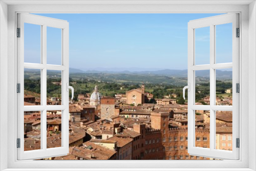 View from Piazza del Campo to Basilica di San Francesco in Siena, Tuscany Italy