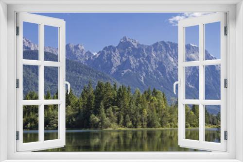 Fototapeta Naklejka Na Ścianę Okno 3D - Karwendelgebirge mit Isarstausee