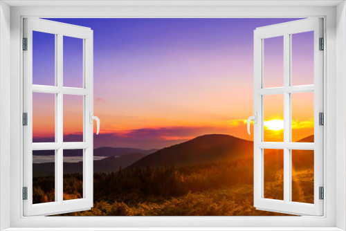 Fototapeta Naklejka Na Ścianę Okno 3D - Picturesque sunrise, morning dawn in Carpathian mountains, panor