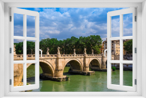 Fototapeta Naklejka Na Ścianę Okno 3D - Roma, Italy - August, 7, 2016: Bridge Ponte, Sant'Angelo from Tiber in Roma, Italy