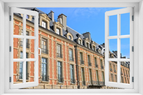 Fototapeta Naklejka Na Ścianę Okno 3D - Facade, place des Vosges, Paris