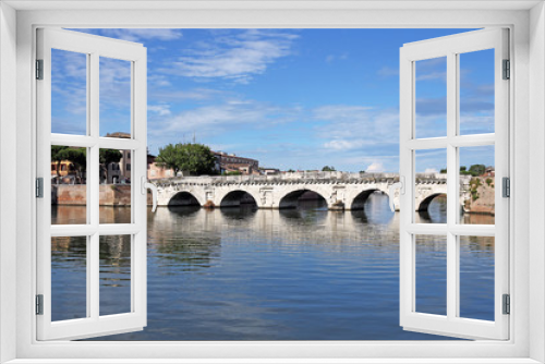 Fototapeta Naklejka Na Ścianę Okno 3D - old stone Tiberius bridge Rimini Italy