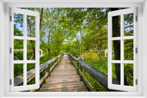 Fototapeta Naklejka Na Ścianę Okno 3D - Boardwalk trail on Olmsted Island at Great Falls, Chesapeake & O