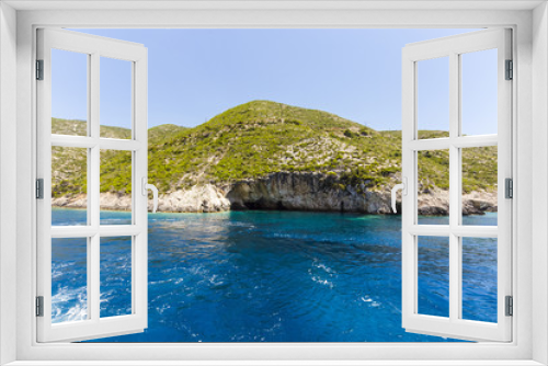 Fototapeta Naklejka Na Ścianę Okno 3D - Cruise around Zakynthos, views from the sea on the island, Greece, background.
