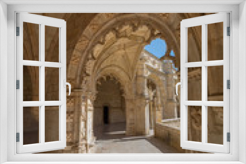 Cloister view of the Jeronimos Monastery in Lisbon, Portugal