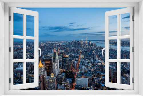 Fototapeta Naklejka Na Ścianę Okno 3D - New York bei Dämmerung