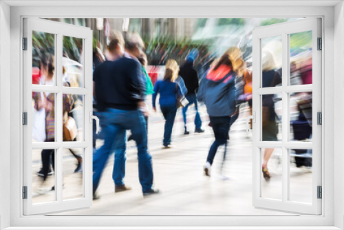 crowd of people in the city with zoom effect