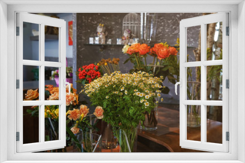 Fototapeta Naklejka Na Ścianę Okno 3D - Beautiful flowers in shop