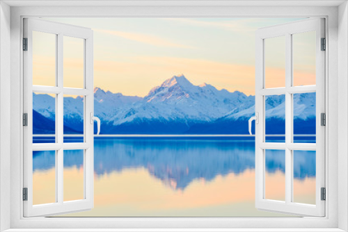 Fototapeta Naklejka Na Ścianę Okno 3D - Sunset reflection at Mount Cook in New Zealand