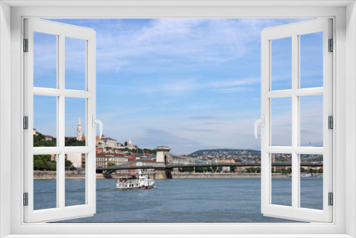 Fototapeta Naklejka Na Ścianę Okno 3D - Chain bridge on Danube river Budapest Hungary
