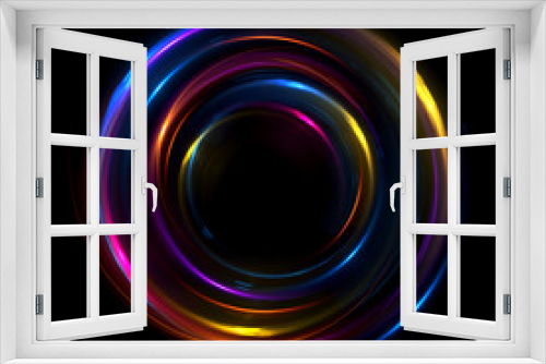 Fototapeta Naklejka Na Ścianę Okno 3D - Abstract ring background with luminous swirling backdrop. Glowing spiral. The energy flow tunnel.
Shine round frame with light circles light effect. Glowing cover. Space for your message.