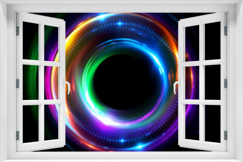 Fototapeta Naklejka Na Ścianę Okno 3D - Abstract ring background with luminous swirling backdrop. Glowing spiral. The energy flow tunnel.
Shine round frame with light circles light effect. Glowing cover. Space for your message.