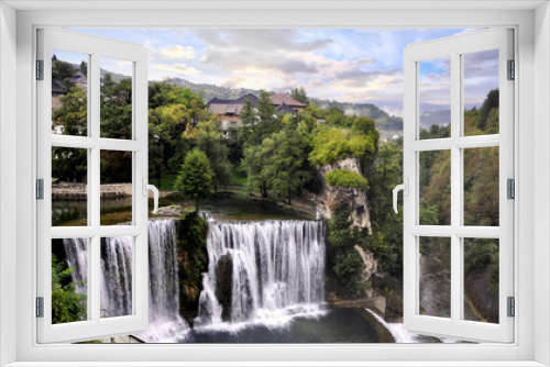 Fototapeta Naklejka Na Ścianę Okno 3D - Waterfalls in city Jajce, Bosnia and Herzegovina