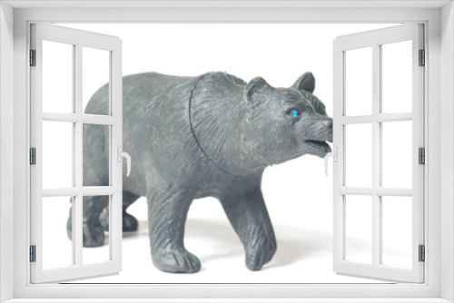 Fototapeta Naklejka Na Ścianę Okno 3D - toy of black bear isolated white
