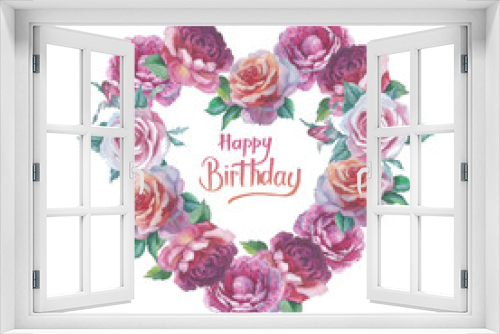Fototapeta Naklejka Na Ścianę Okno 3D - Wildflower rose flower wreath in a watercolor style isolated. Full name of the plant: rose, platyrhodon, rosa. Aquarelle flower could be used for background, texture, pattern, frame or border.