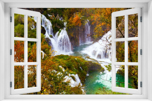 Fototapeta Naklejka Na Ścianę Okno 3D - Autum colors and waterfalls of Plitvice National Park