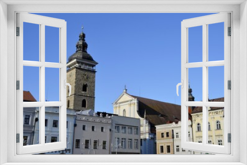 Fototapeta Naklejka Na Ścianę Okno 3D - Architecture from Ceske Budejovice with blue sky