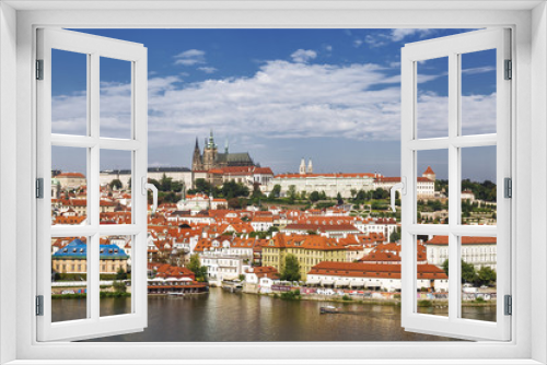Fototapeta Naklejka Na Ścianę Okno 3D - PRAGUE, CZECH Republic - SEPTEMBER 07, 2014:: top View on Hradcany and Vltava river, Prague, Czech Republic