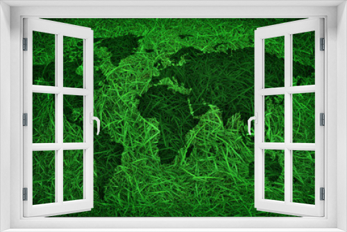 Fototapeta Naklejka Na Ścianę Okno 3D - green grass world map
