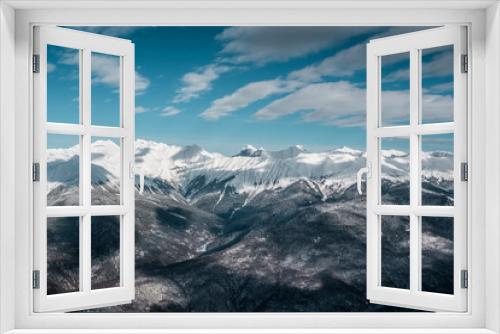 Fototapeta Naklejka Na Ścianę Okno 3D - Winter mountains panorama, beautiful landscape