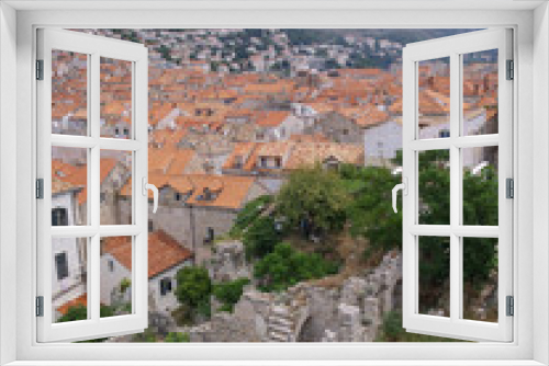 Fototapeta Naklejka Na Ścianę Okno 3D - dubrovnik, Croatia, 06/06/2016 Dubrovnik old town croatia, roof top view and mountains