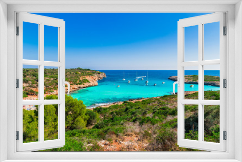 Fototapeta Naklejka Na Ścianę Okno 3D - Spanien Sommer Urlaub Insel Meer Mallorca Aussicht auf die Bucht Cala Varques