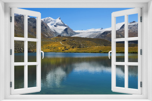 Fototapeta Naklejka Na Ścianę Okno 3D - landscape with glacial lake in the Swiss Alps
