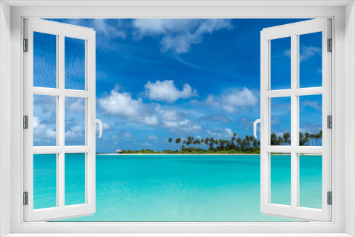 Fototapeta Naklejka Na Ścianę Okno 3D - Perfect tropical island paradise beach Maldives, panorama format