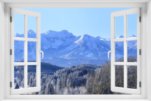 Fototapeta Naklejka Na Ścianę Okno 3D - Winterpanorama vom bayrischen Alpenrand bei Roßhaupten
