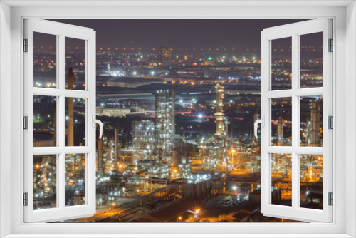 Fototapeta Naklejka Na Ścianę Okno 3D - Oil Refinery factory at twilight , petrochemical plant , Petroleum , Chemical Industry