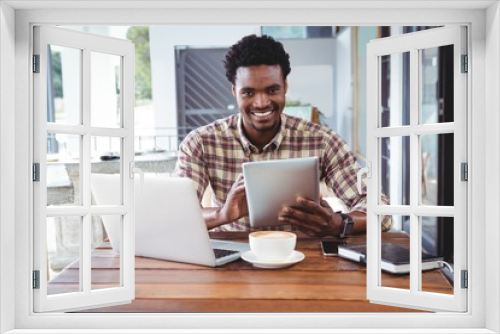 Man using digital tablet