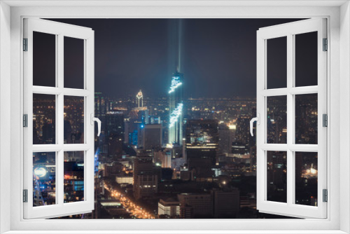 Fototapeta Naklejka Na Ścianę Okno 3D - Cityscape Lightshow Mahanakhon tower skyscrapercity