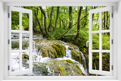 Fototapeta Naklejka Na Ścianę Okno 3D - Croatia Waterfall of Plitvice lake, natural travel background, 