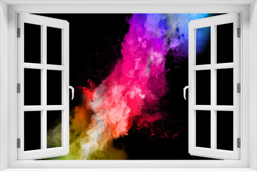 Fototapeta Naklejka Na Ścianę Okno 3D - Explosion of colored powder on black background
