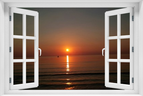 Fototapeta Naklejka Na Ścianę Okno 3D - tramonto rosso sul mare