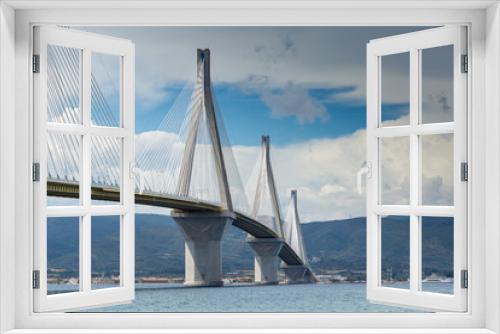 Fototapeta Naklejka Na Ścianę Okno 3D - Seascape with The cable bridge between Rio and Antirrio, Patra, Western Greece