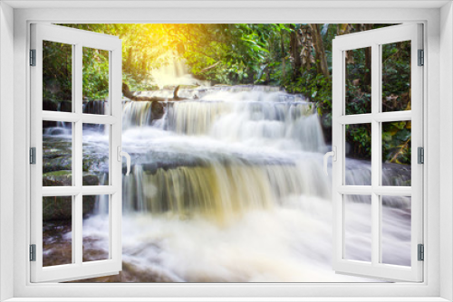 Fototapeta Naklejka Na Ścianę Okno 3D - Mun Dang Waterfall in deep forest fresh green rain season in Tha