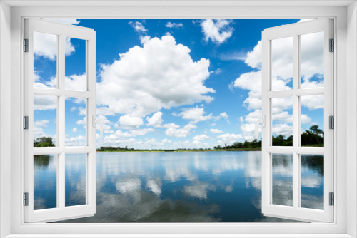 Fototapeta Naklejka Na Ścianę Okno 3D - Lake cloud and blue sky