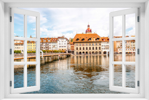 Fototapeta Naklejka Na Ścianę Okno 3D - View on the riverside with beautiful buildings in Lucerne old town in Switzerland