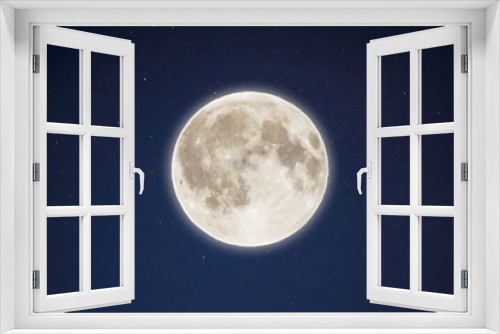 Fototapeta Naklejka Na Ścianę Okno 3D - Iridescent glow of full moon in the night starry sky
