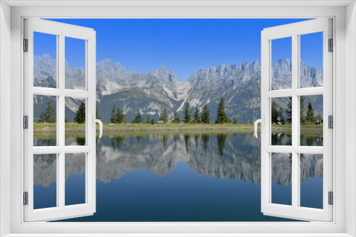 Fototapeta Naklejka Na Ścianę Okno 3D - WILDER KAISER - Atzbergsee im Spiegelbild die Königs von Tirol