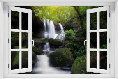 Fototapeta Naklejka Na Ścianę Okno 3D - Natural waterfall in deep forest