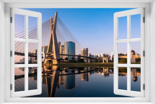 Fototapeta Naklejka Na Ścianę Okno 3D - Octavio Frias de Oliveira Bridge in Sao Paulo is the Landmark of the City