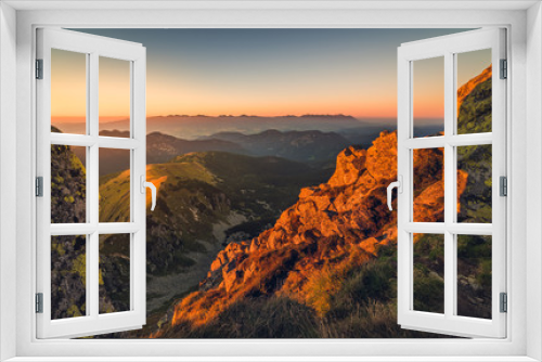 Fototapeta Naklejka Na Ścianę Okno 3D - Mountain Landscape at Sunset