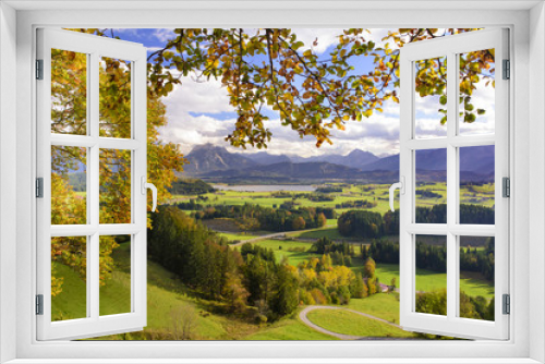 Fototapeta Naklejka Na Ścianę Okno 3D - Panorama Landschaft in Bayern bei Füssen im Allgäu
