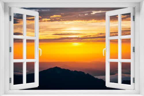 Fototapeta Naklejka Na Ścianę Okno 3D - Background of Sunset Sky and Mountains clouds beautiful scenery with natural colors Landscape Travel concept aerial view